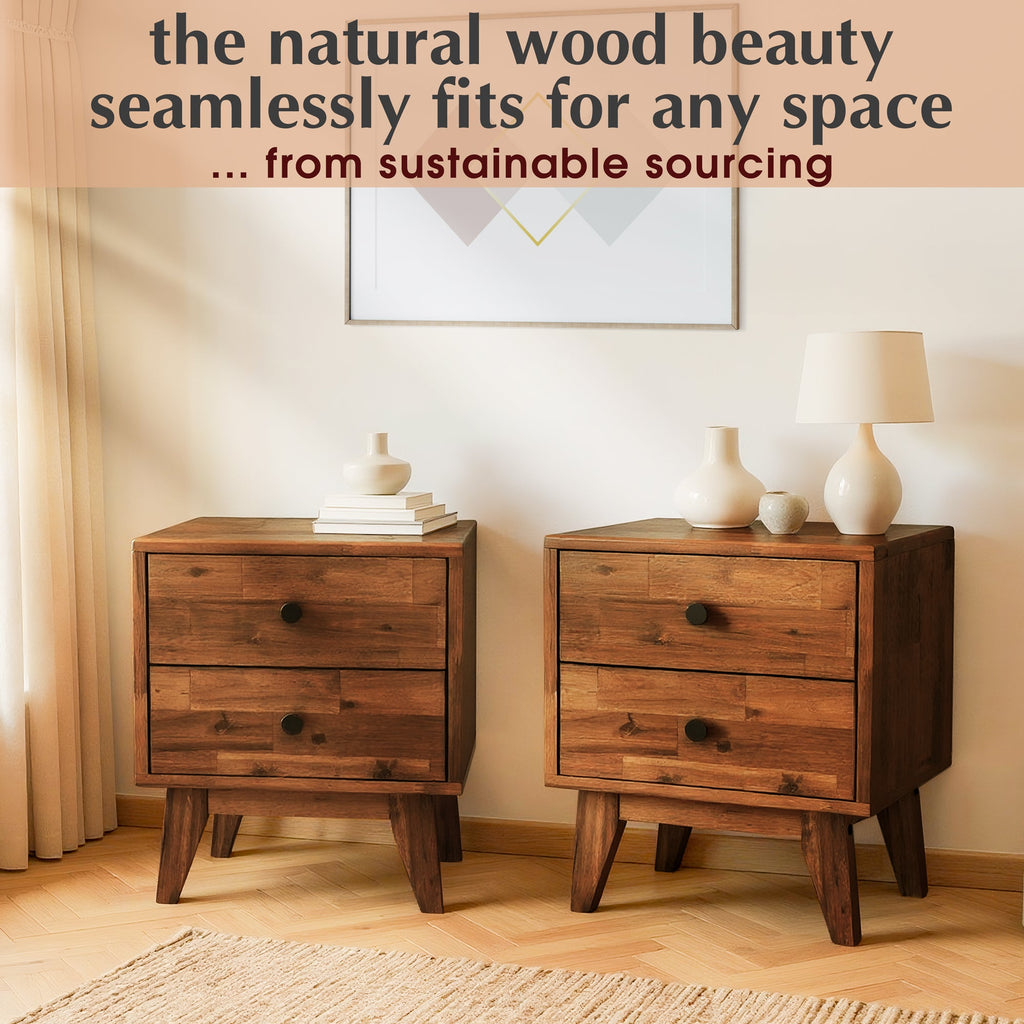 Silvia Solid Wood Nightstand Megsu