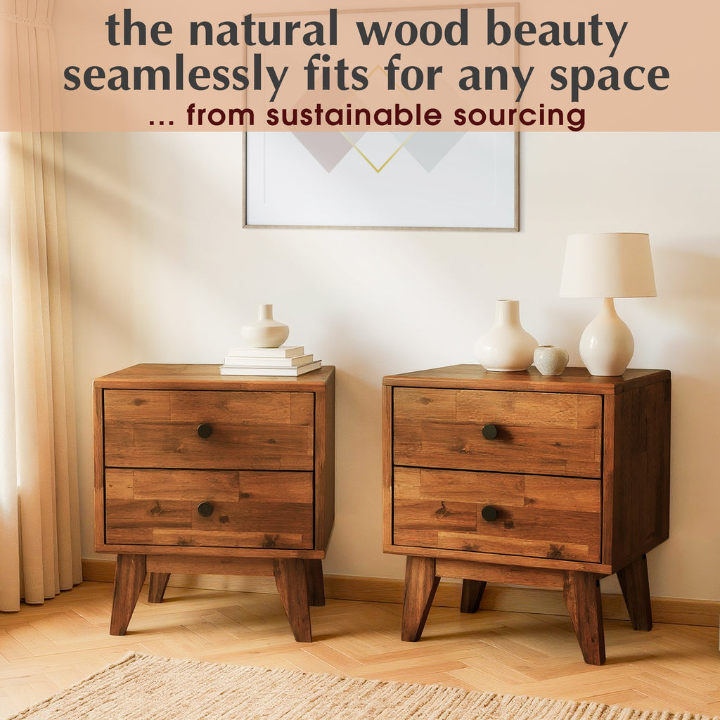 Silvia Solid Wood Nightstand Megsu