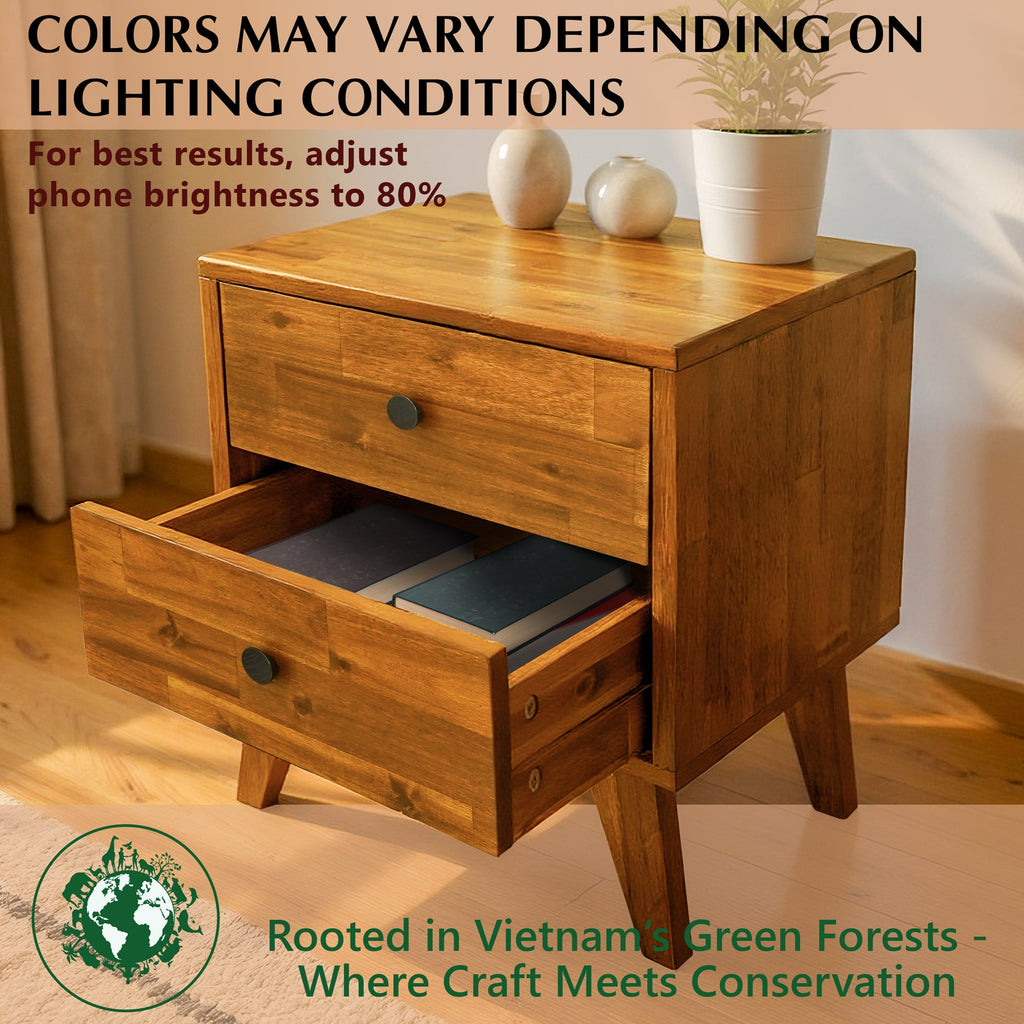 Silvia Solid Wood Nightstand Megsu
