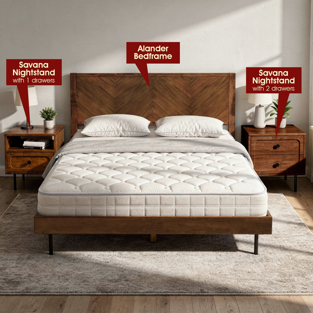 Savana Solid Wood 2-Drawer Nightstand Megsu