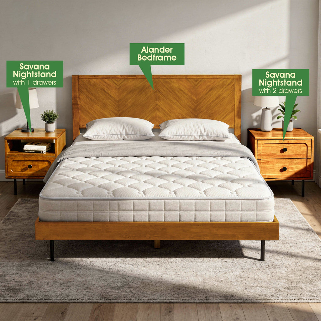 Savana Solid Wood Single-Drawer Nightstand Megsu
