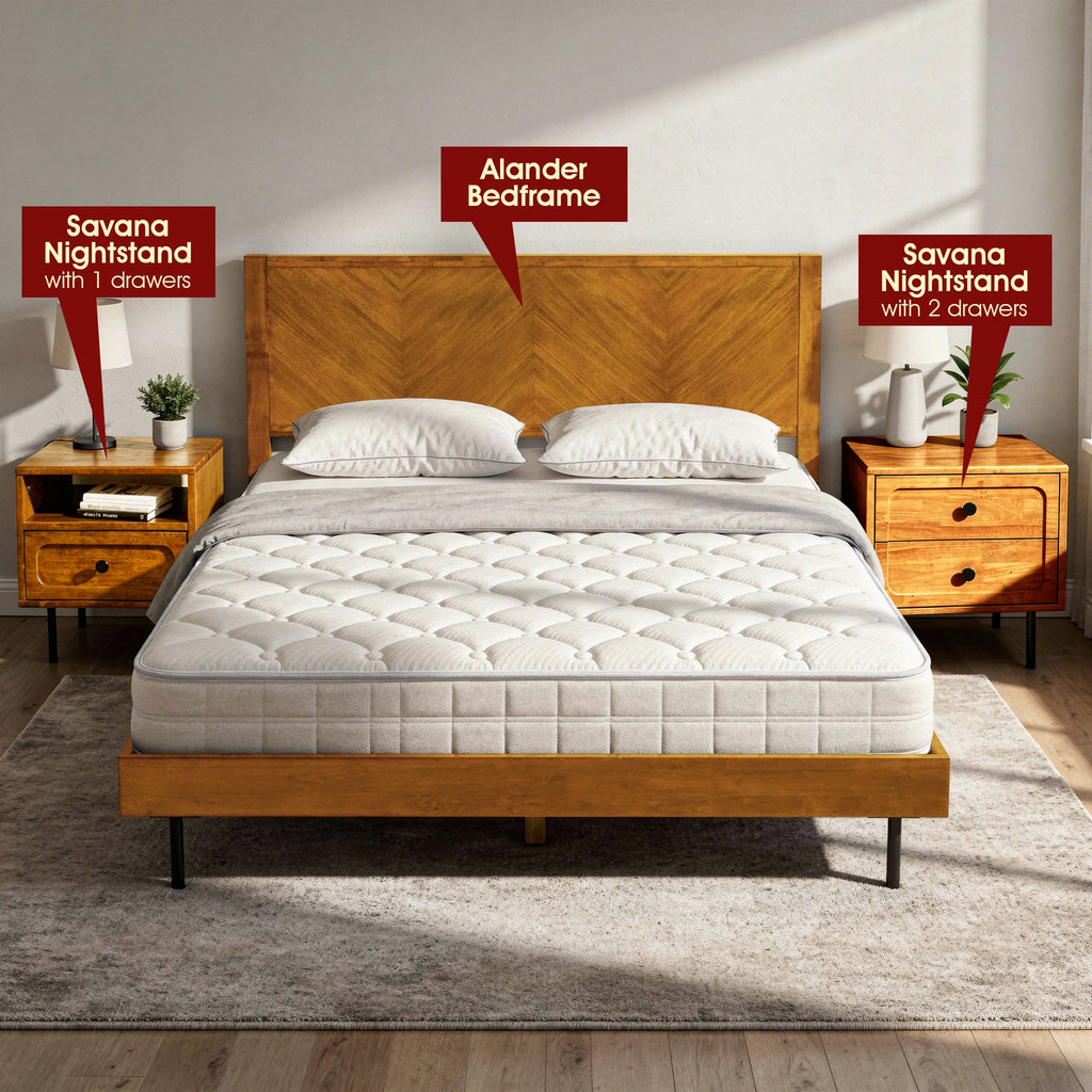 Savana Solid Wood 2-Drawer Nightstand Megsu