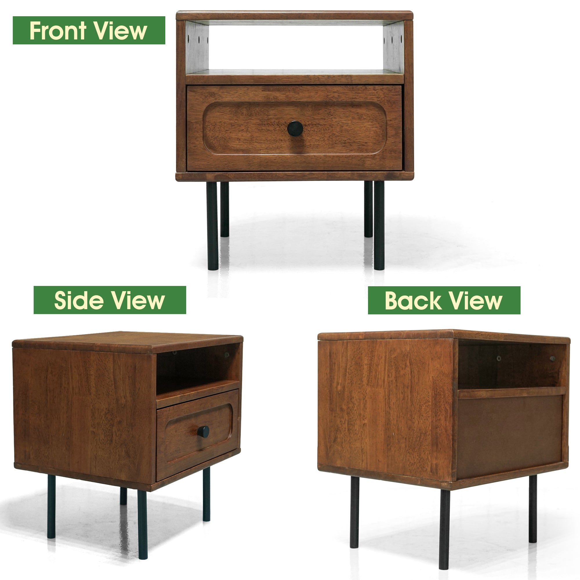 Savana Solid Wood Single-Drawer Nightstand Megsu