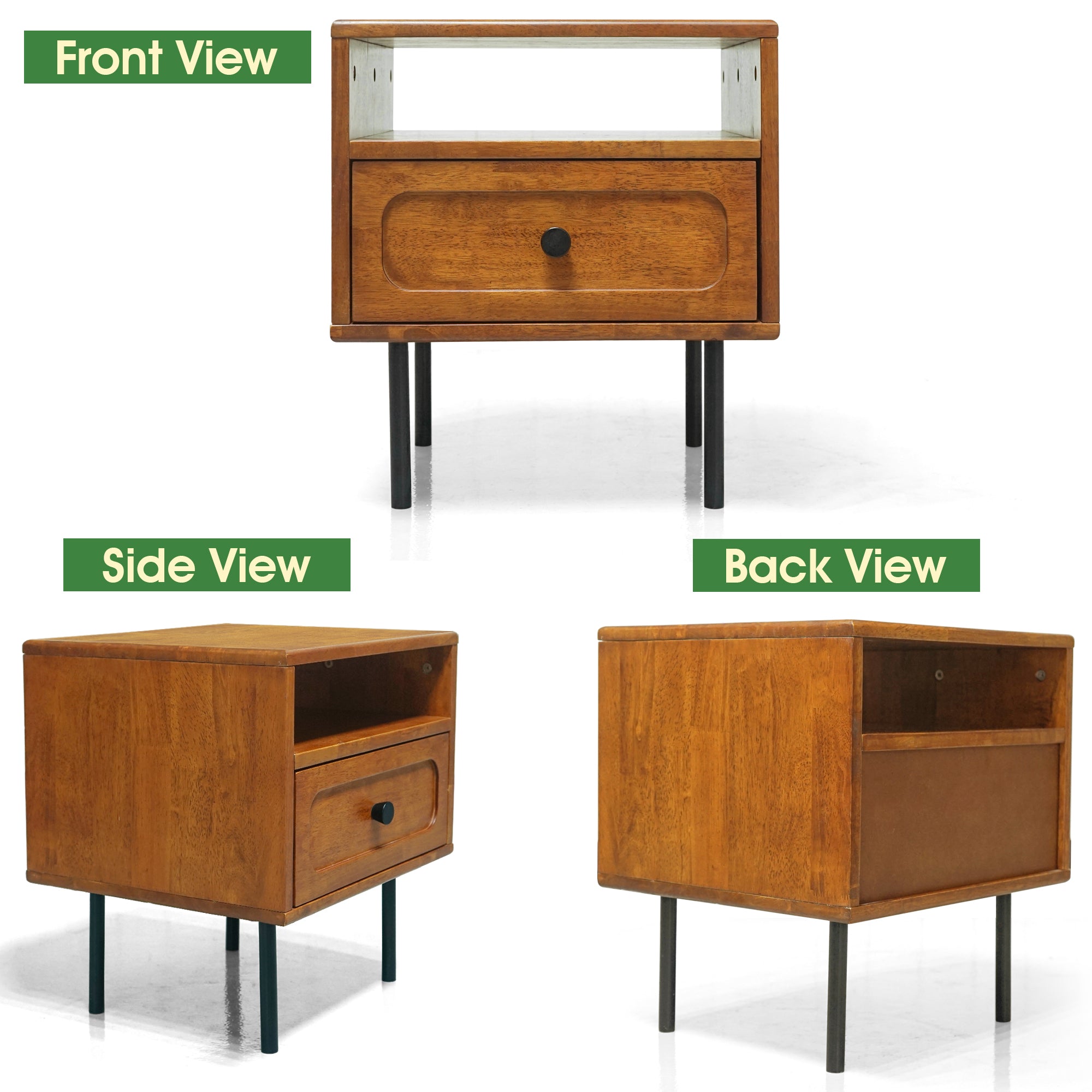 Savana Solid Wood Single-Drawer Nightstand Megsu
