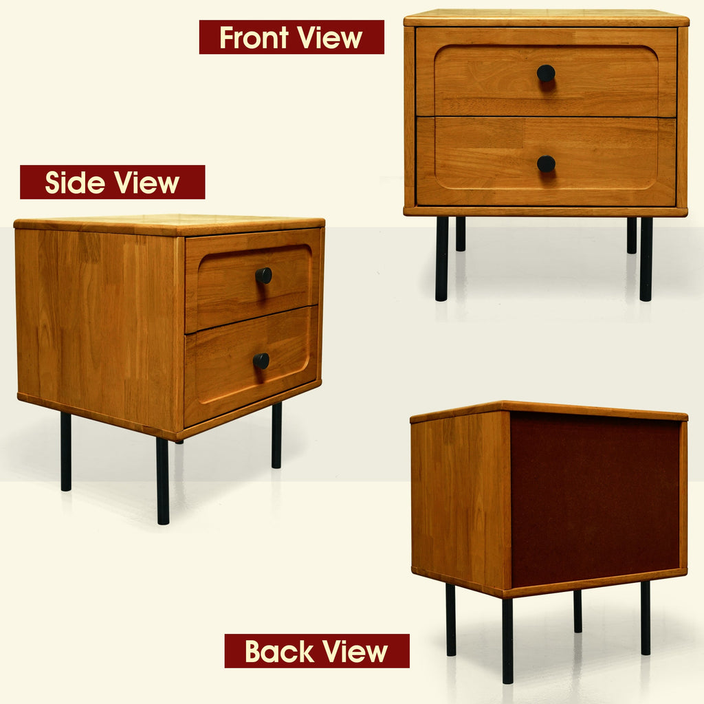Savana Solid Wood 2-Drawer Nightstand Megsu