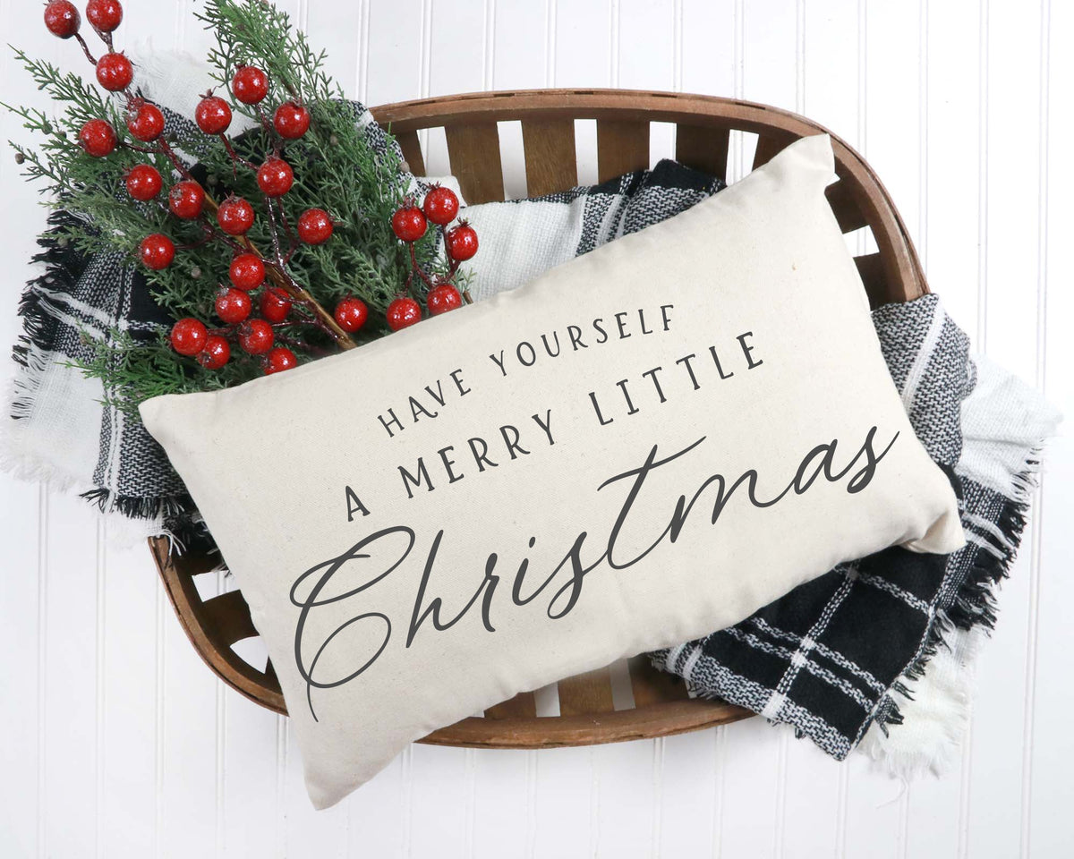 Merry Little Christmas #5 Pillow Cover 12x20 inch Cotton and Crate