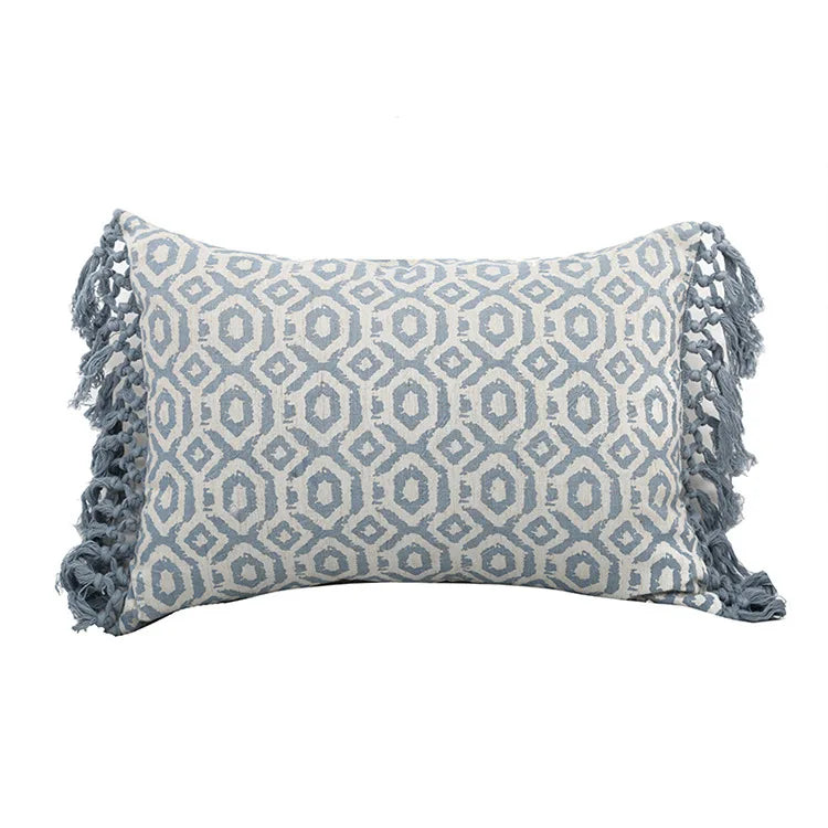 DecorBites™ Blue Tassel Cushion Cover 45x45cm/30x50cm for Home Decor, Boho Style Vintage Pillow