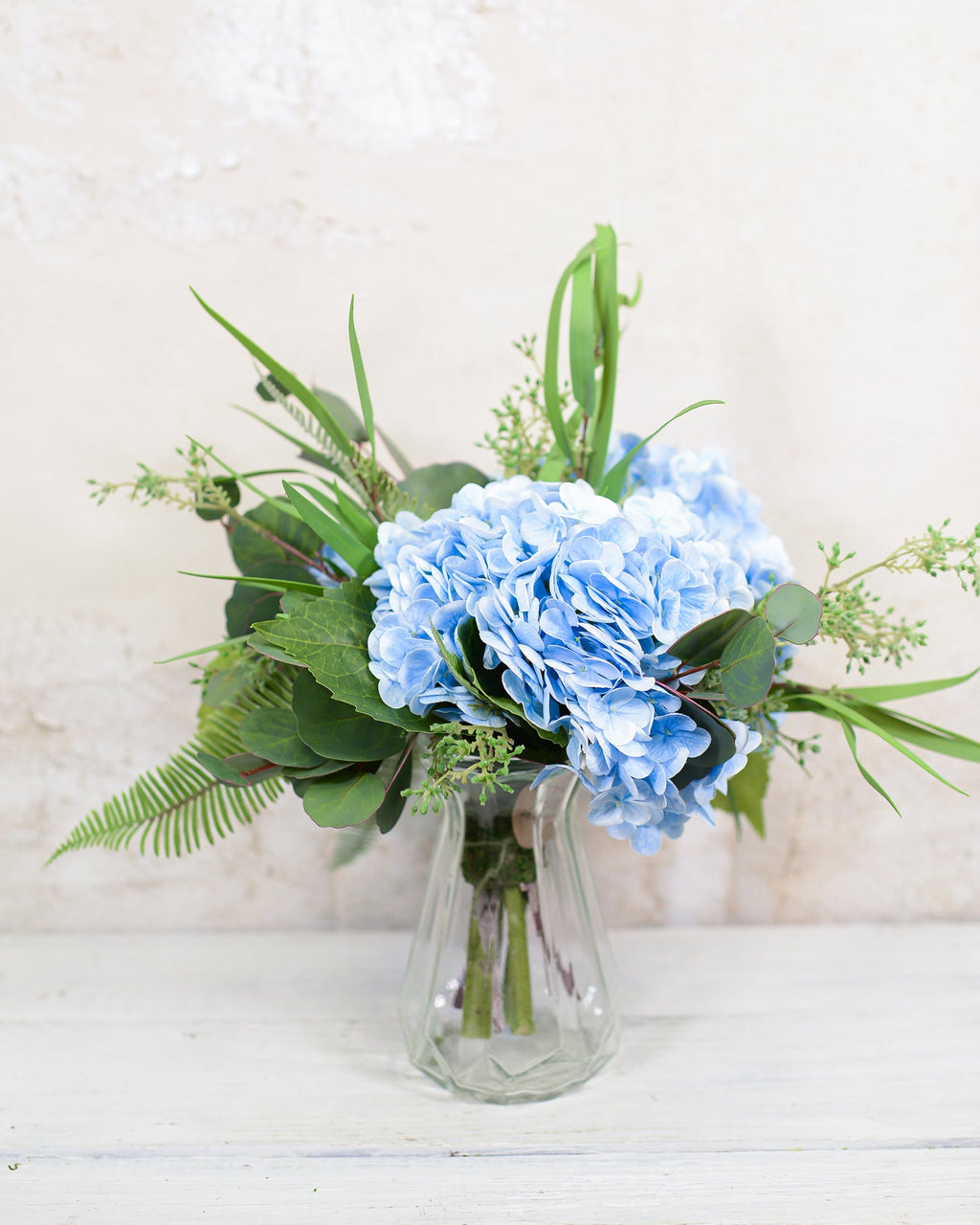 Real Touch Triple Blue Hydrangea Bouquet Drop In Branches Designs