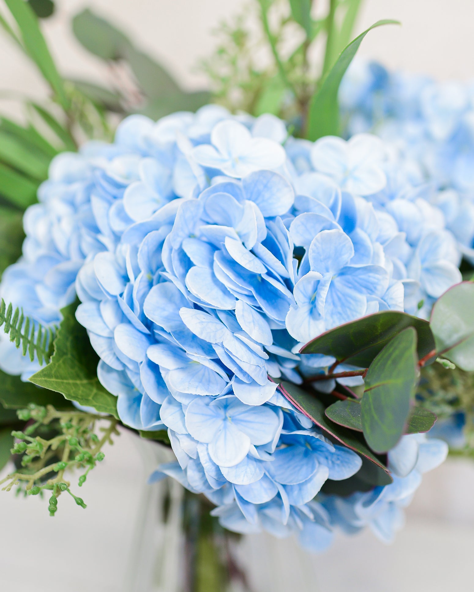 Real Touch Triple Blue Hydrangea Bouquet Drop In Branches Designs