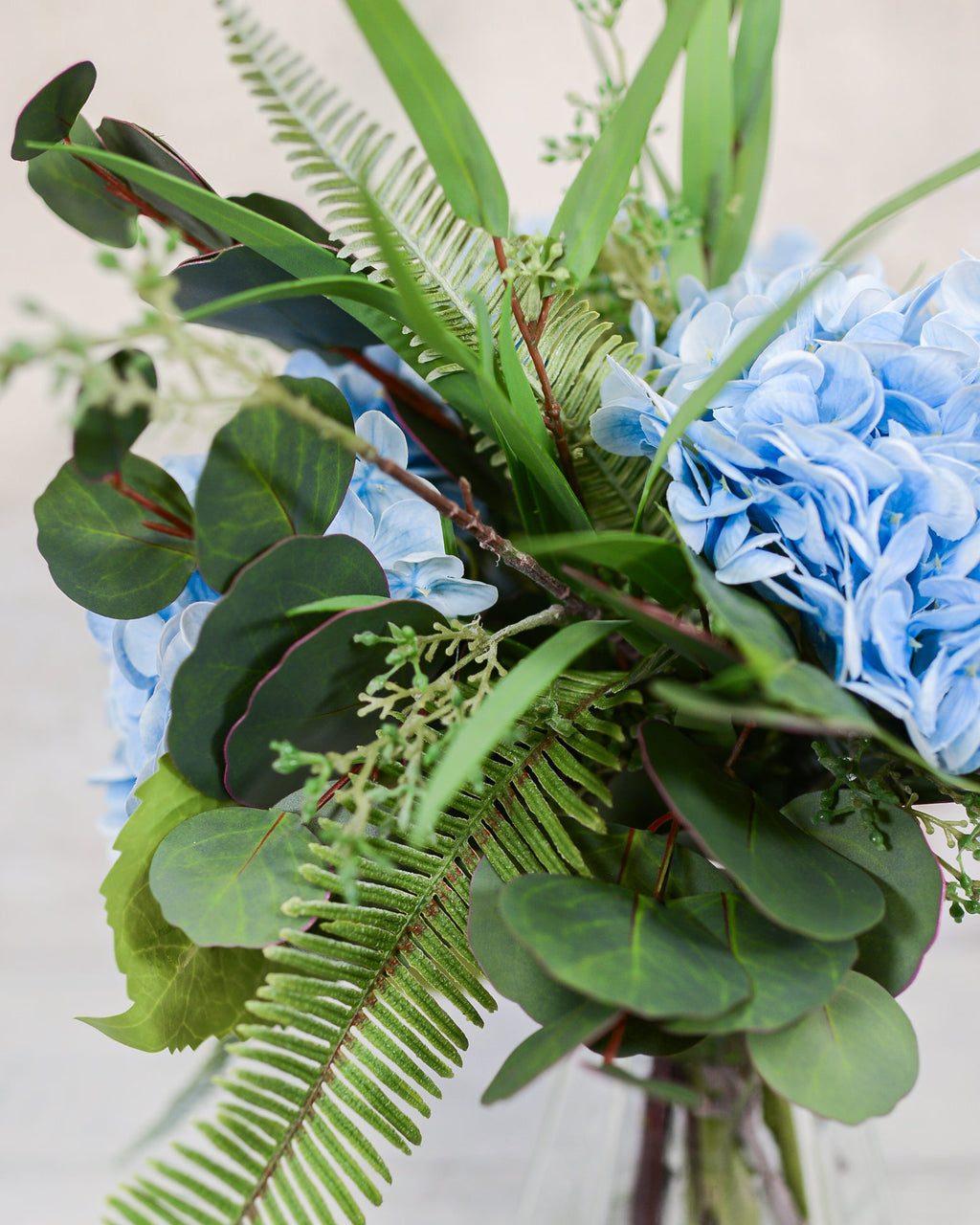 Real Touch Triple Blue Hydrangea Bouquet Drop In Branches Designs