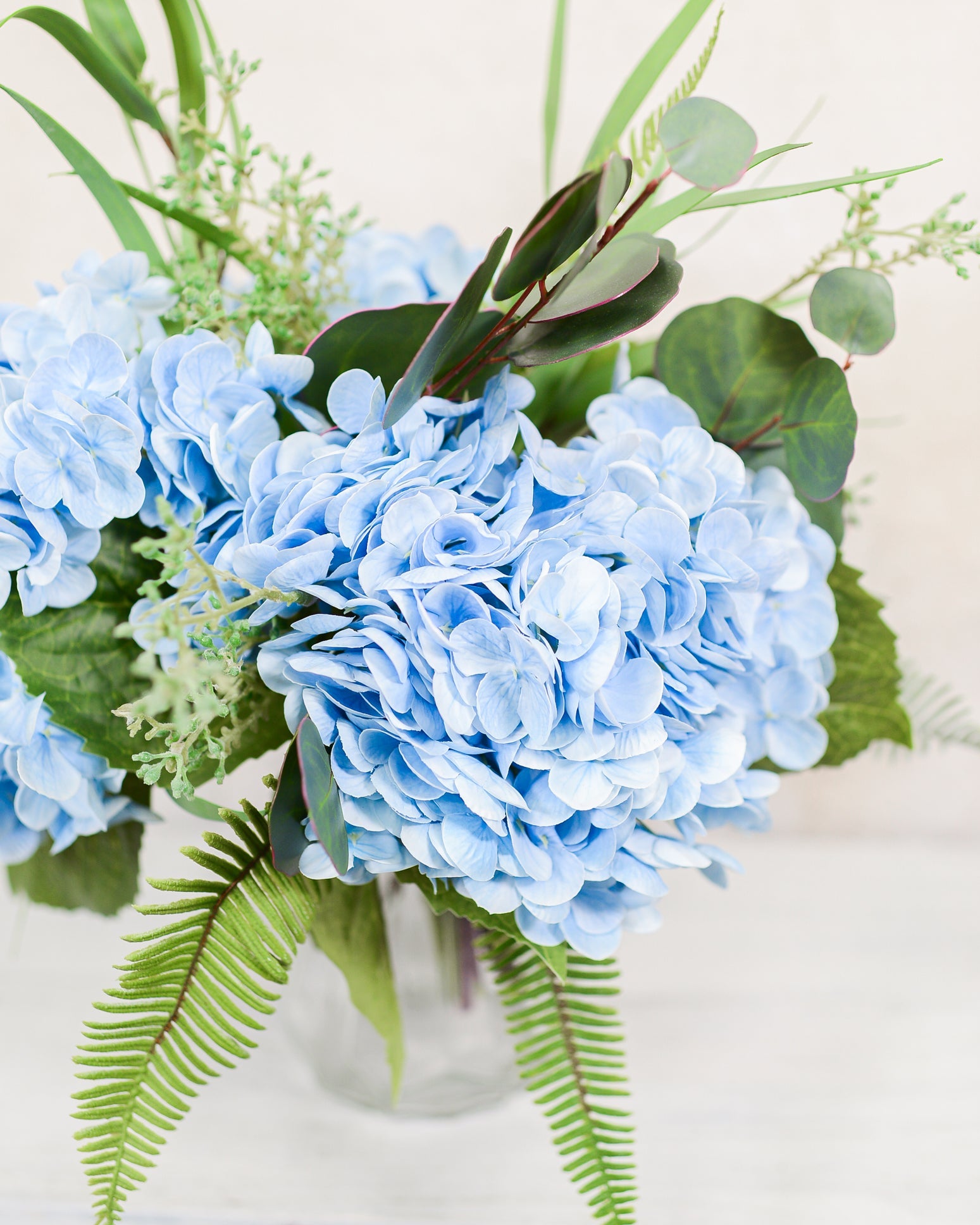 Real Touch Triple Blue Hydrangea Bouquet Drop In Branches Designs