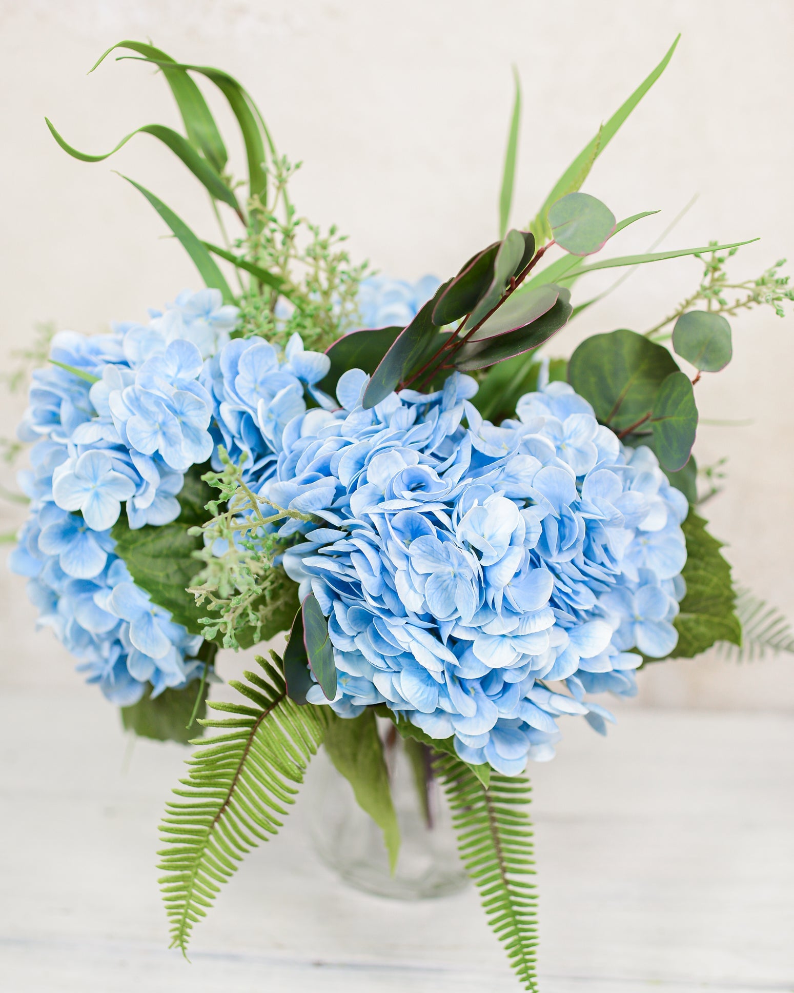 Real Touch Triple Blue Hydrangea Bouquet Drop In Branches Designs