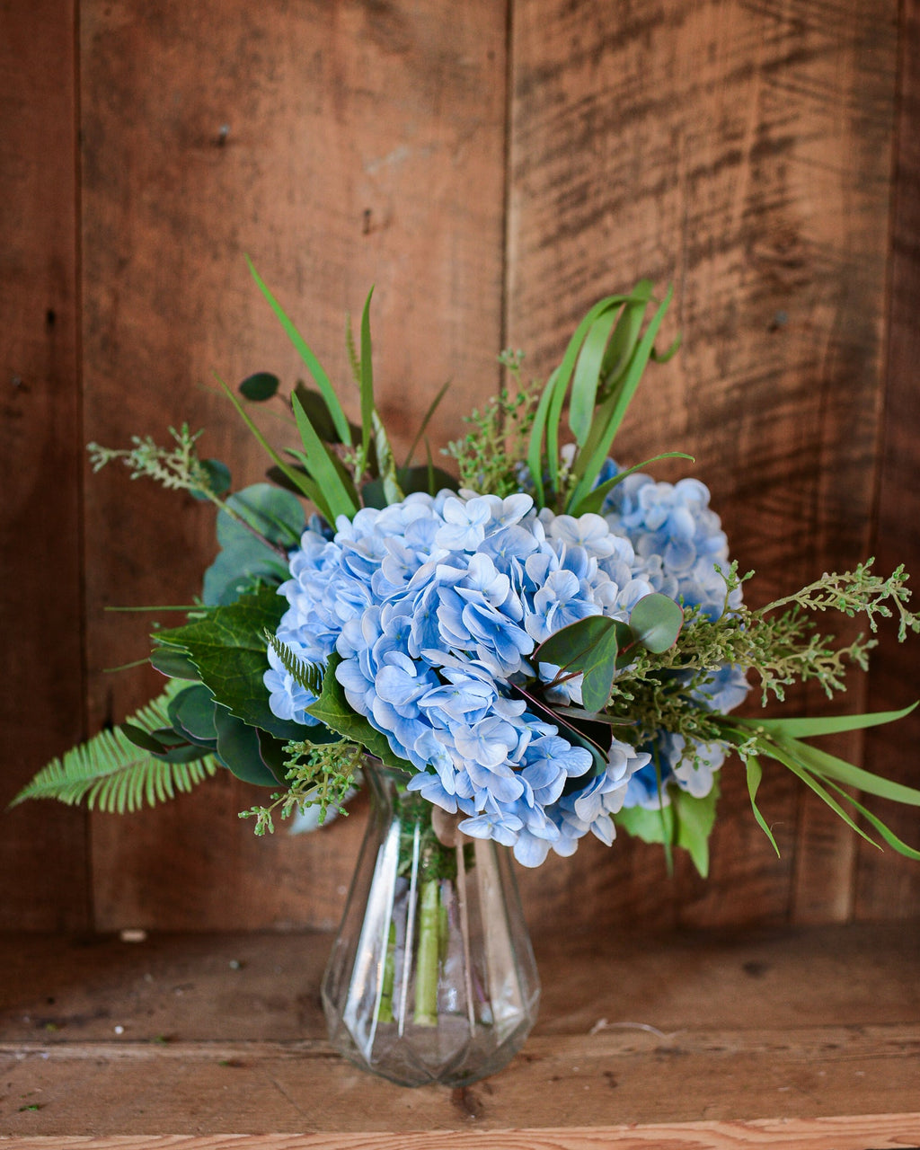 Real Touch Triple Blue Hydrangea Bouquet Drop In Branches Designs