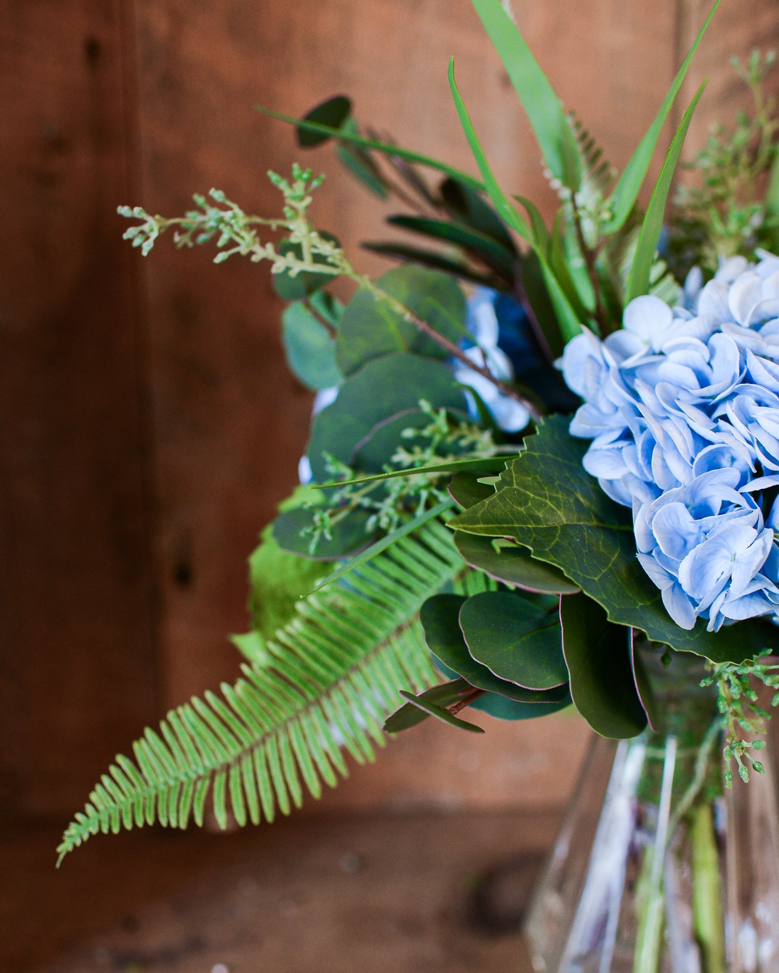 Real Touch Triple Blue Hydrangea Bouquet Drop In Branches Designs