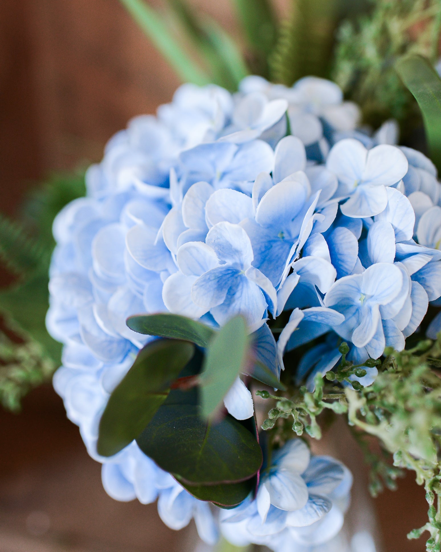 Real Touch Triple Blue Hydrangea Bouquet Drop In Branches Designs