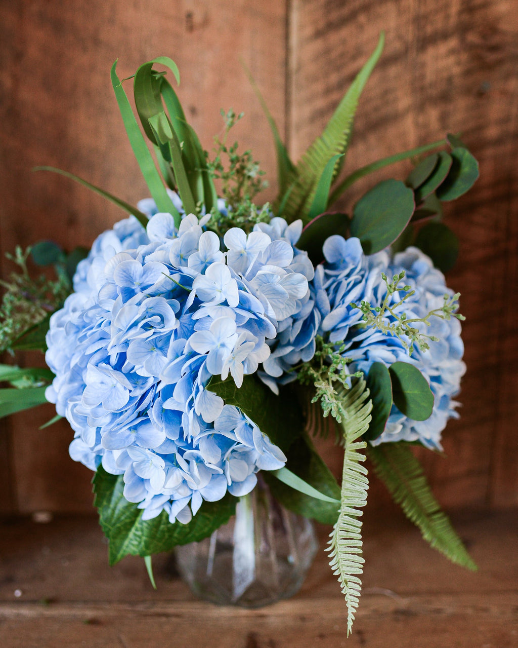 Real Touch Triple Blue Hydrangea Bouquet Drop In Branches Designs