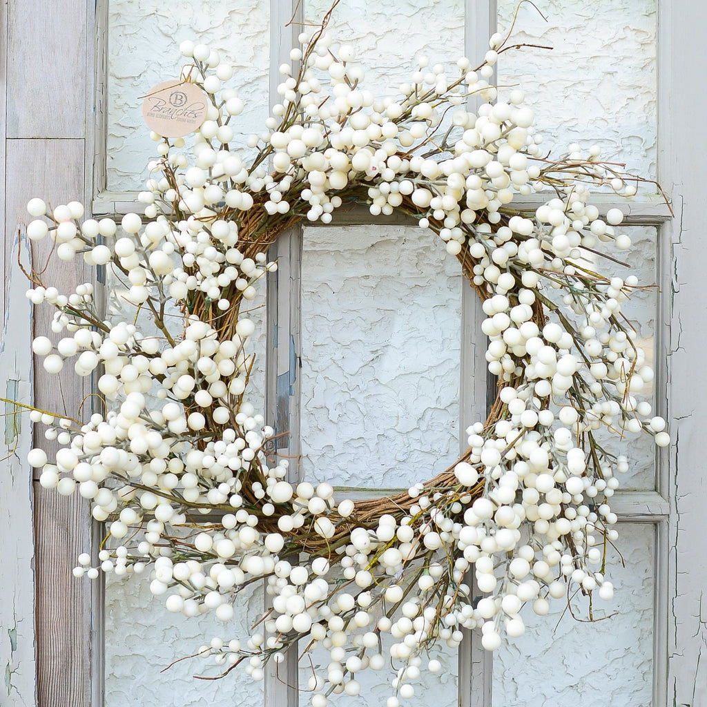 Cream Berry Wreath Branches Designs