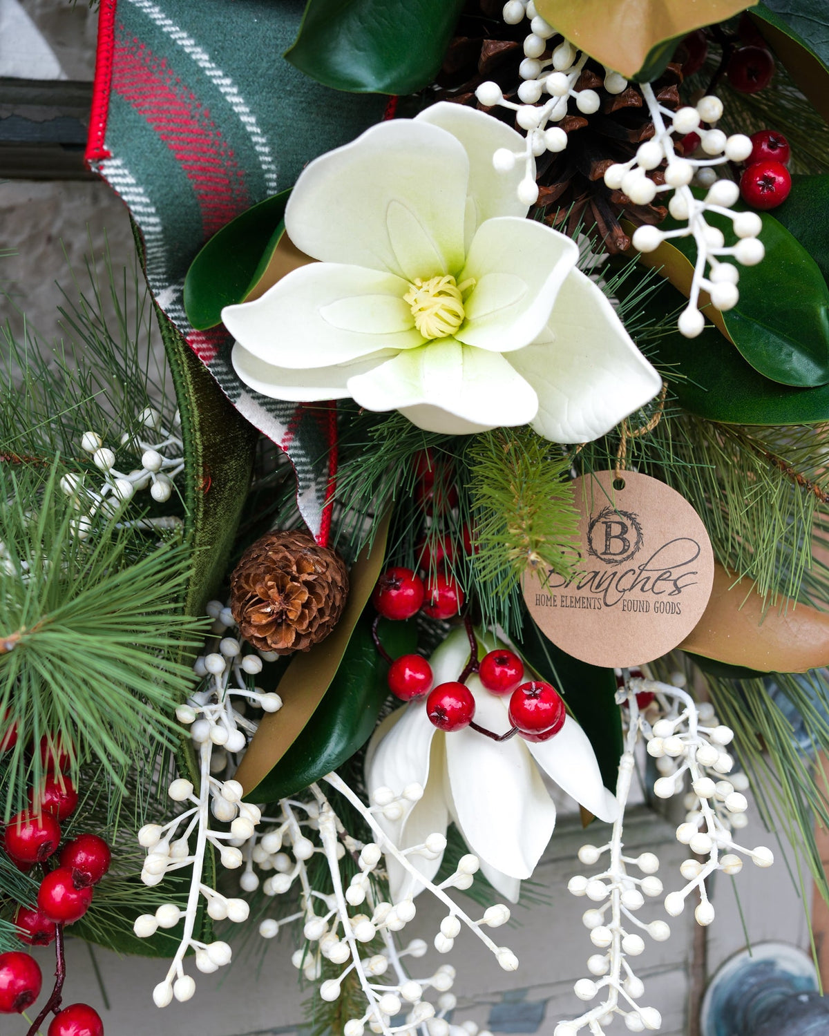 Sea Pines Holiday Wreath with Bow Branches Designs