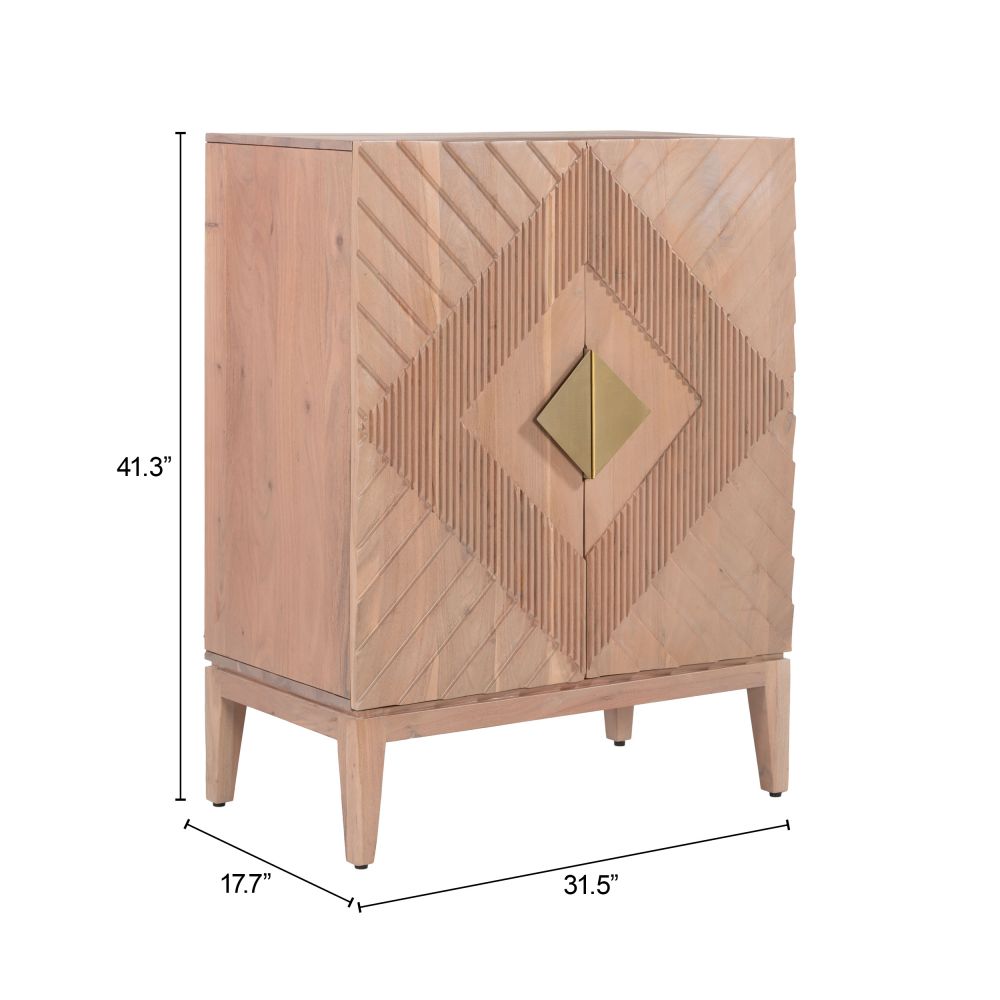 Hira Two Doors Natural Wooden Cabinet