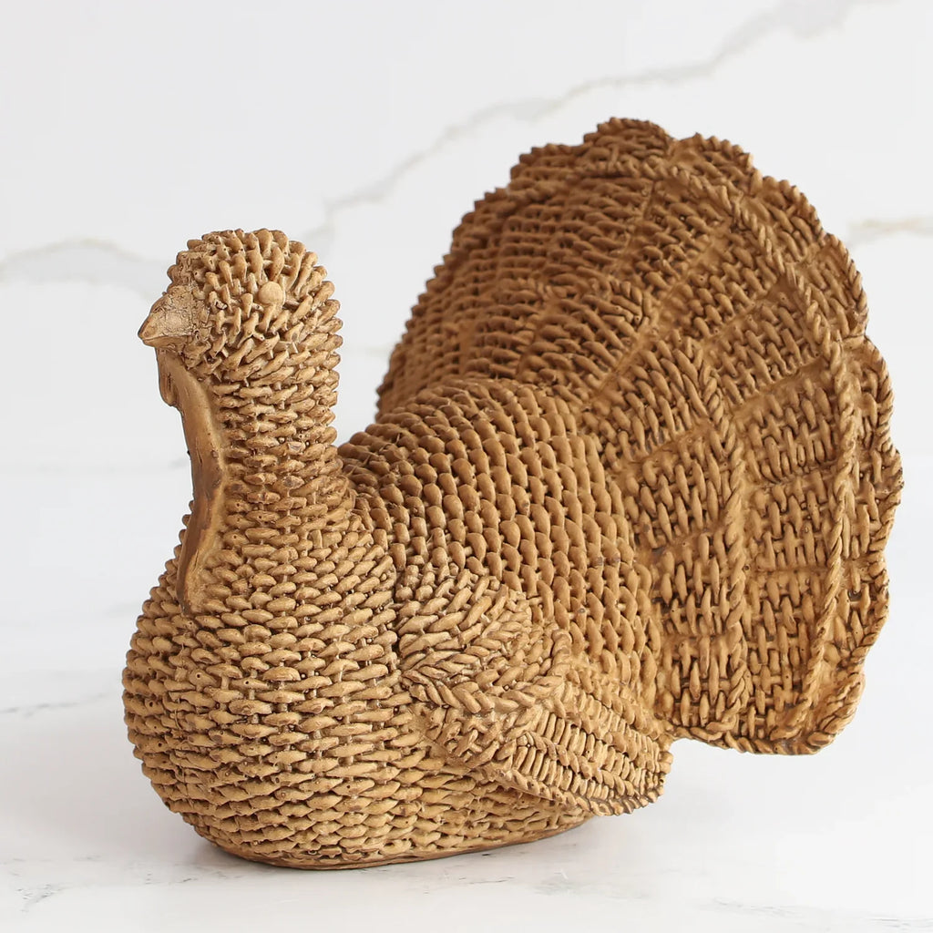 Wicker-Style Resin Turkey Centerpiece Rust & Cinder