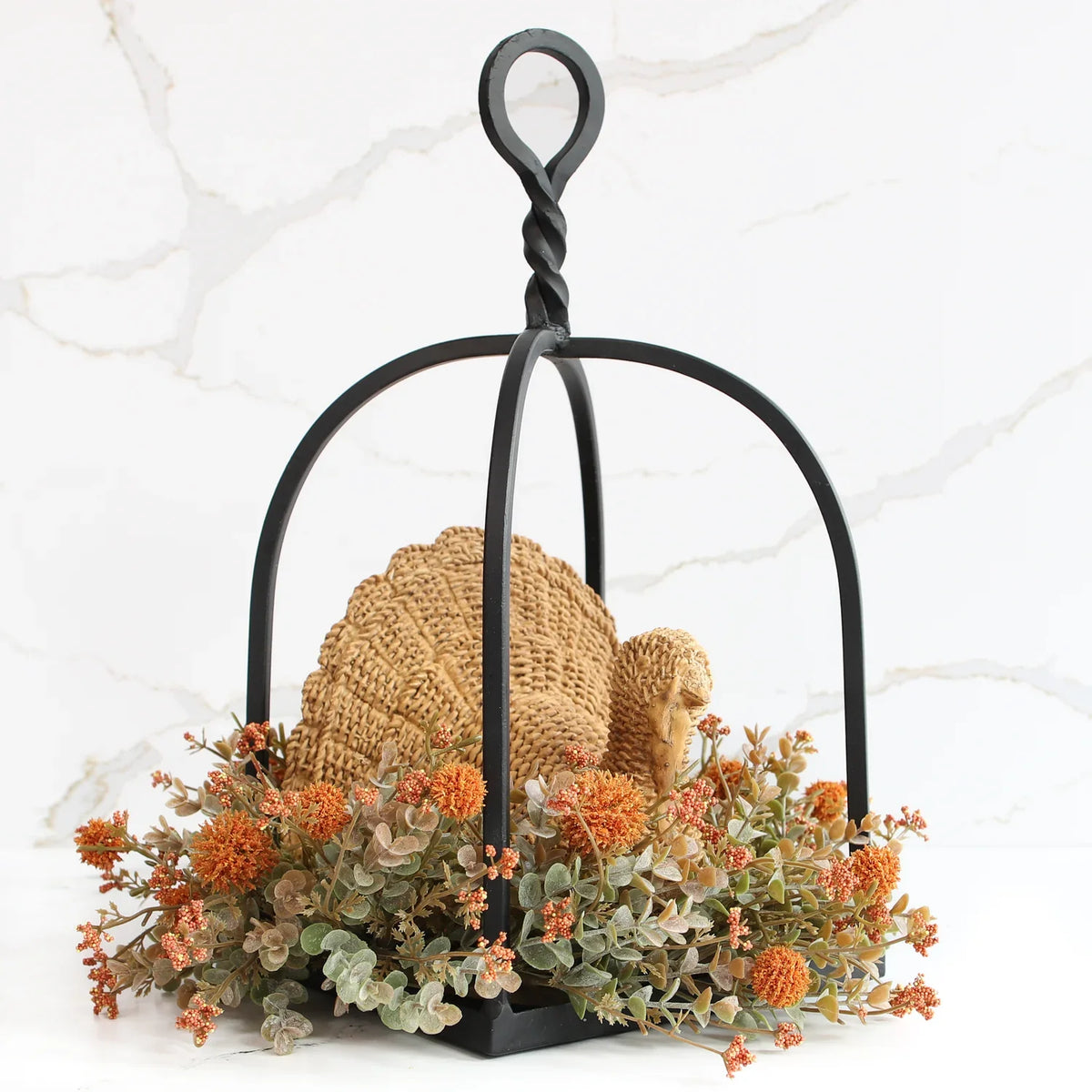 Wicker-Style Resin Turkey Centerpiece Rust & Cinder
