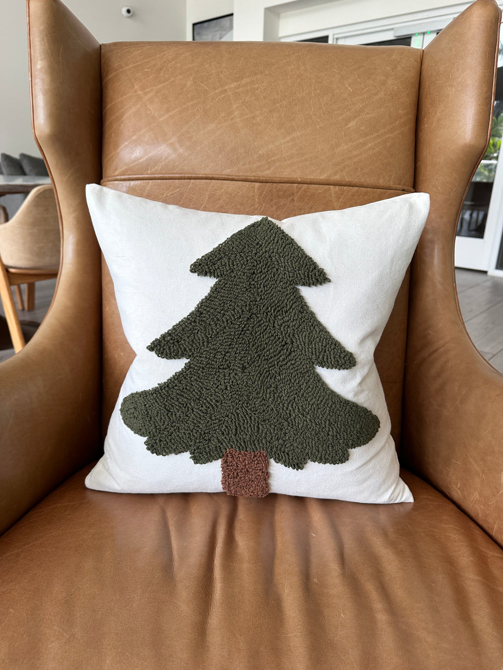 Forest Green Tufted Christmas Tree Pillow Cover Busa Designs