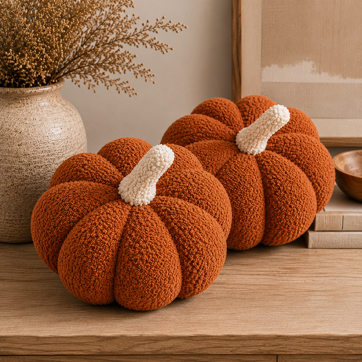 11” Jumbo Sherpa Orange Pumpkin Pillow Busa Designs
