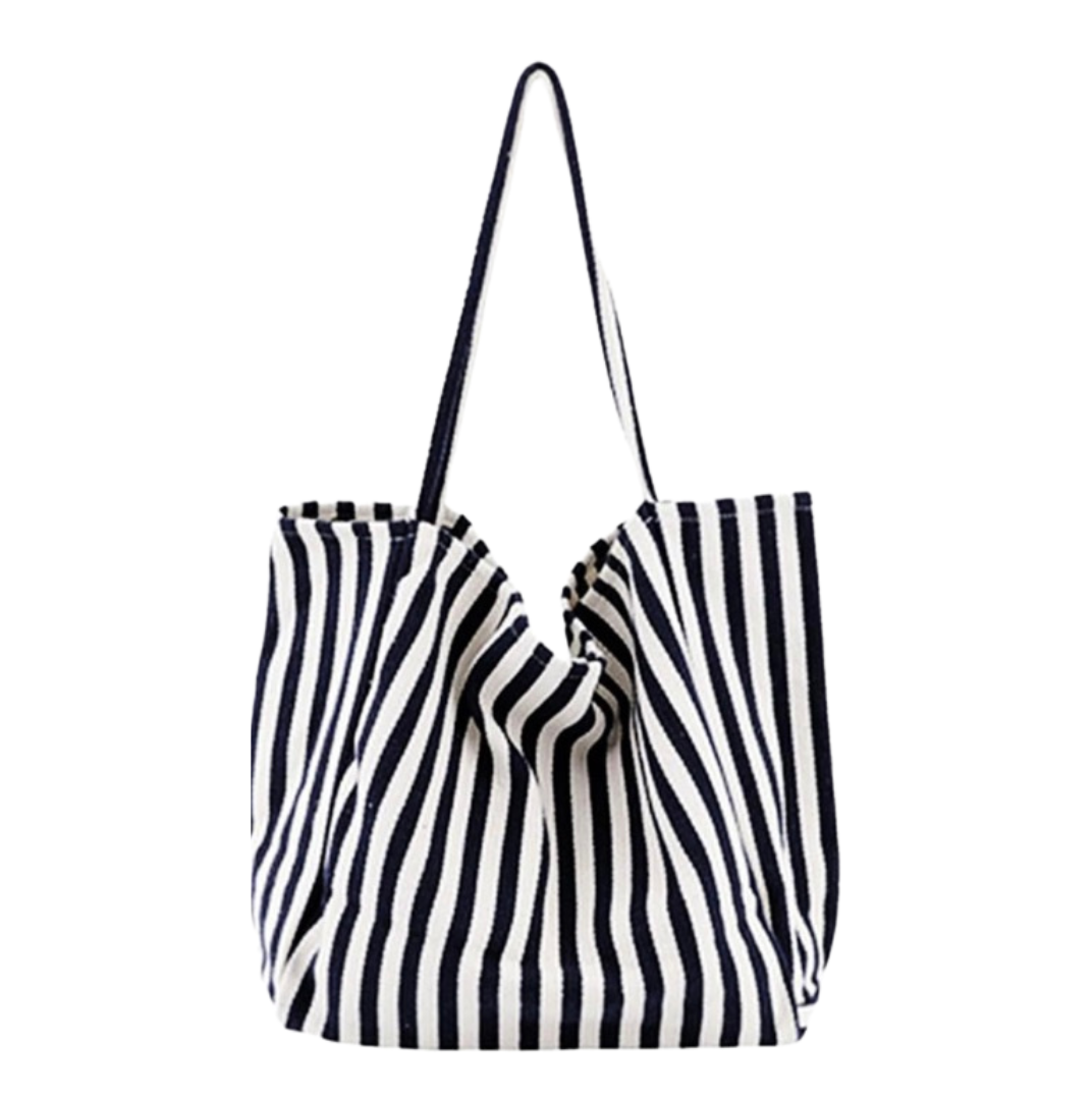 Kelley Oversized Stripe Tote in Black & White Shop Fête