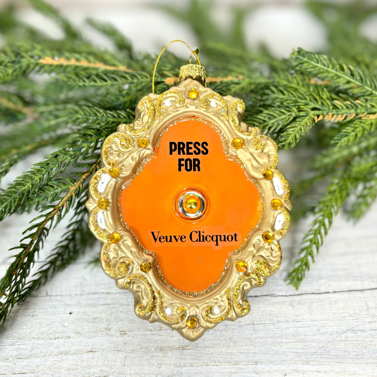 Champagne Button Glass Ornament Branches Designs