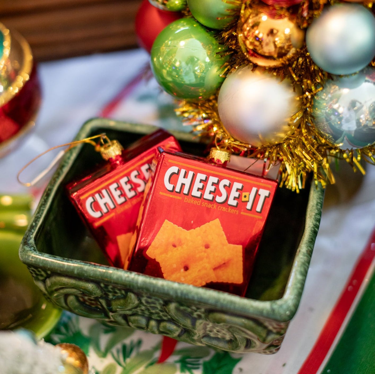 Box of Cheese It Glass Ornament Branches Designs