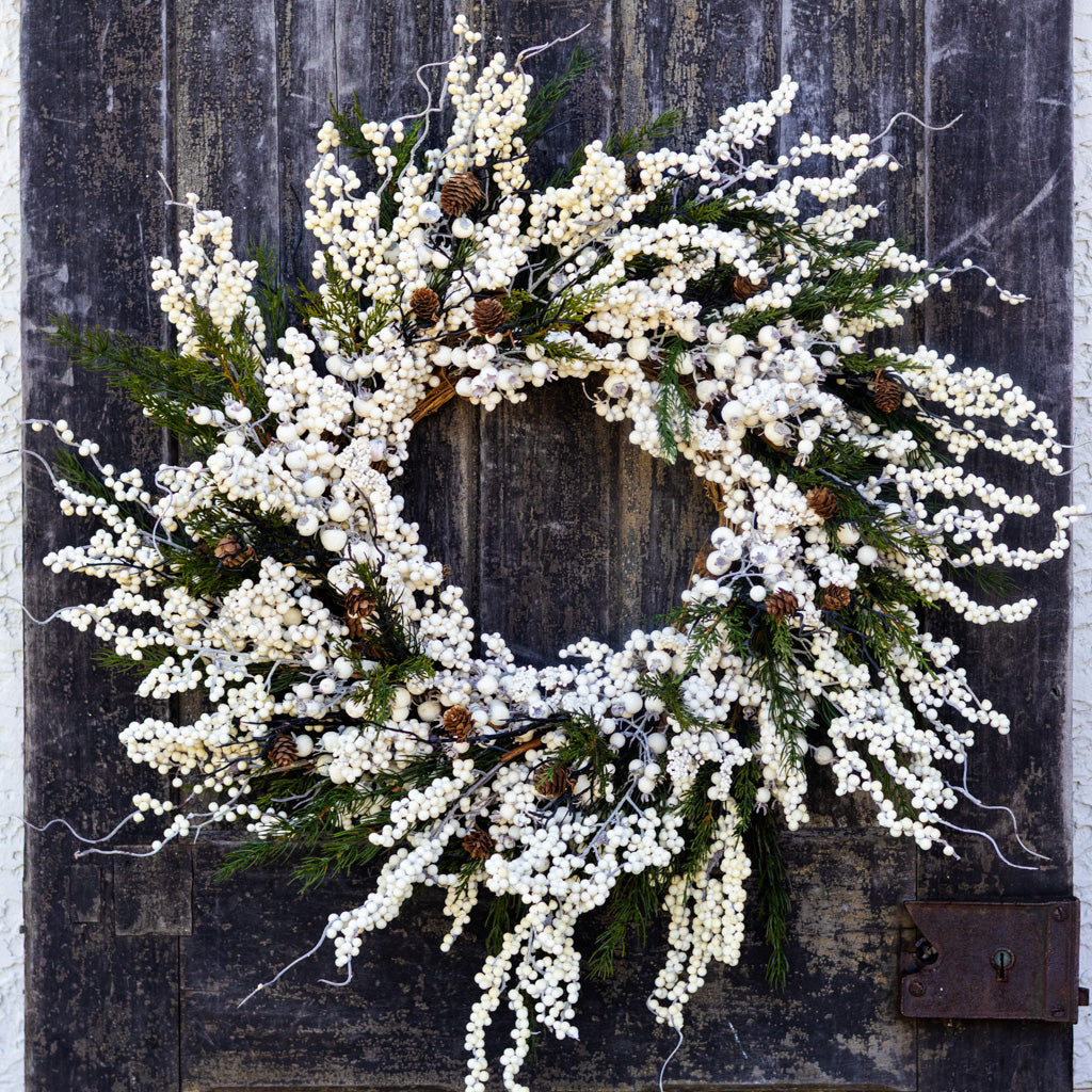 White Berry and Pine Wreath Branches Designs