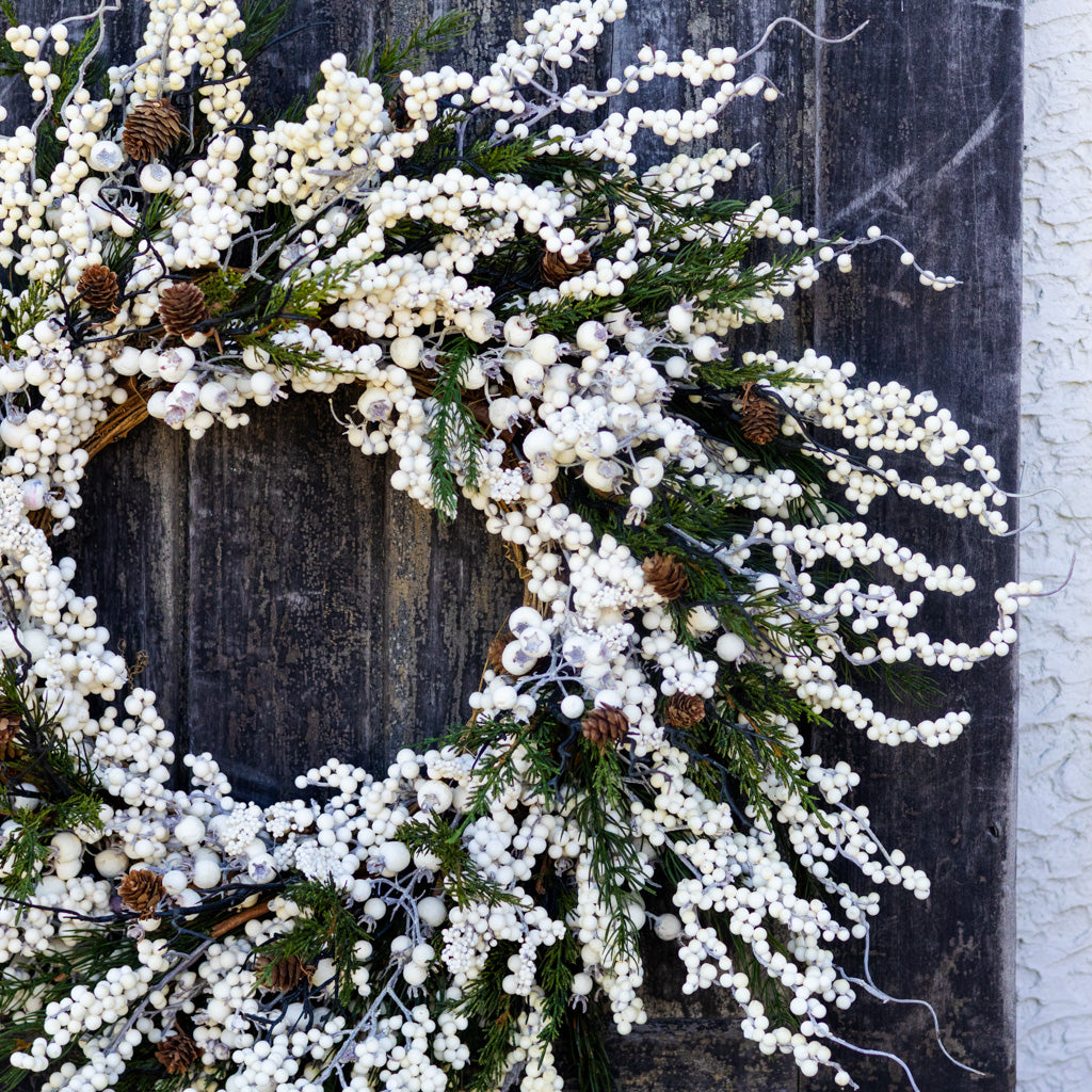White Berry and Pine Wreath Branches Designs