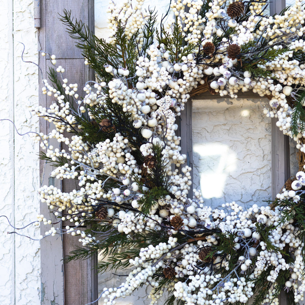 White Berry and Pine Wreath Branches Designs