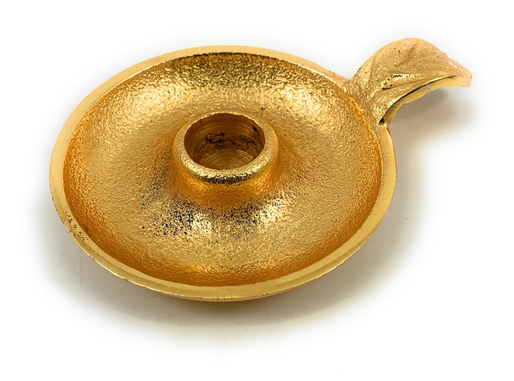 Golden Taper Candlestick Holder Dish Vibhsa