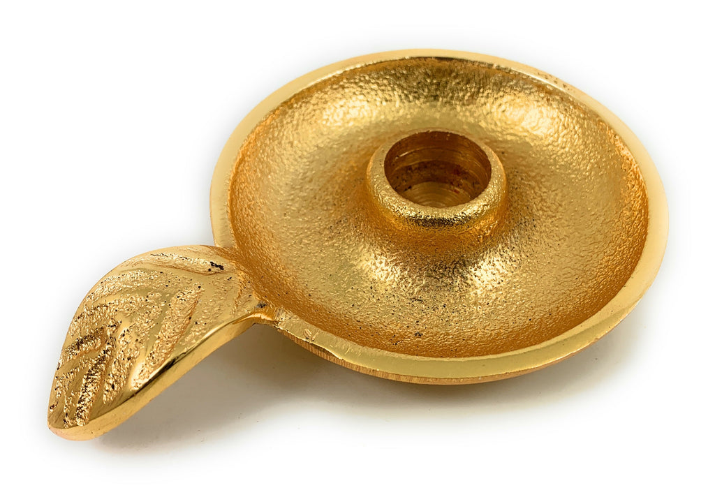Golden Taper Candlestick Holder Dish Vibhsa
