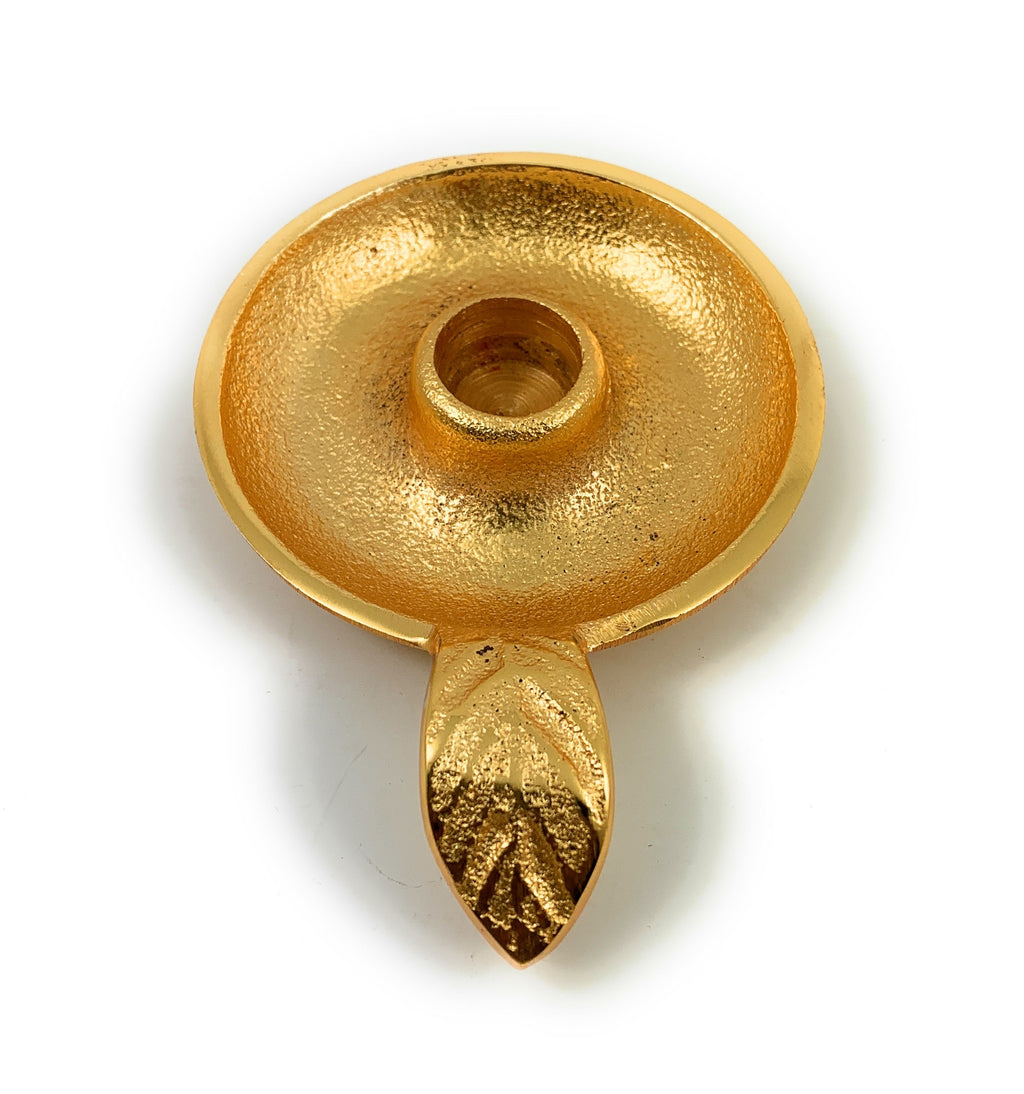 Golden Taper Candlestick Holder Dish Vibhsa