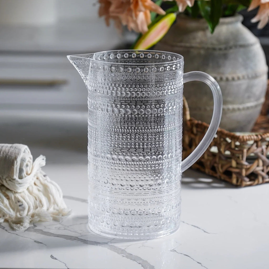 Clear Melamine Dot Pitcher Rust & Cinder