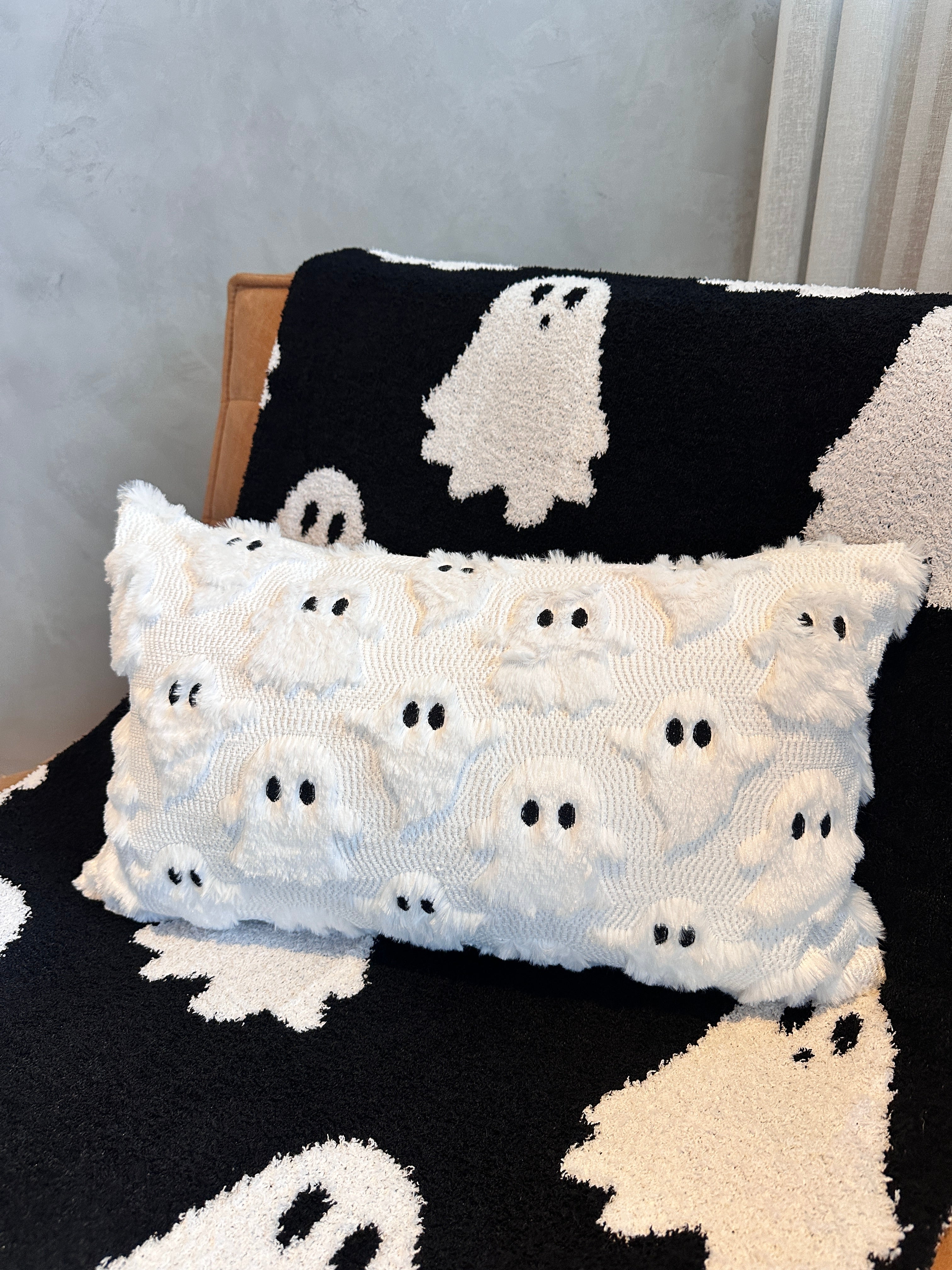 Spooky Ghost Lumbar Pillow Cover Busa Designs
