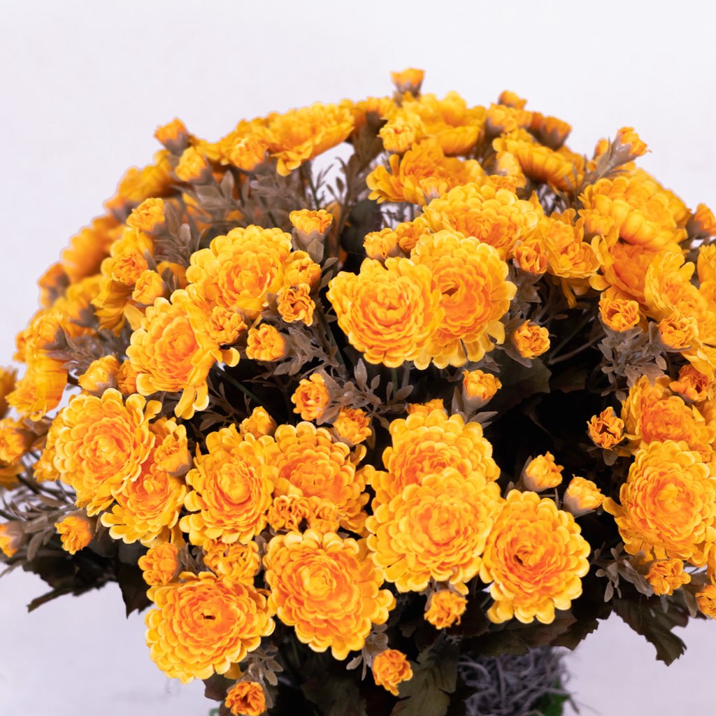 Mum Double Drop In Gold Yellow Branches Designs