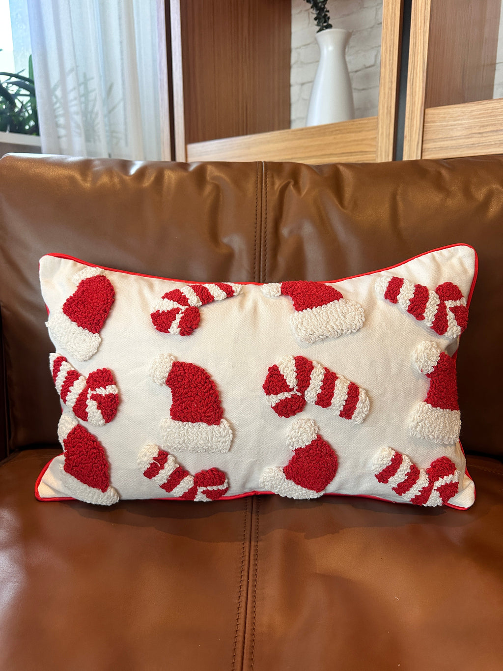 Candy Cane & Santa Hat Lumbar Pillow Cover Busa Designs
