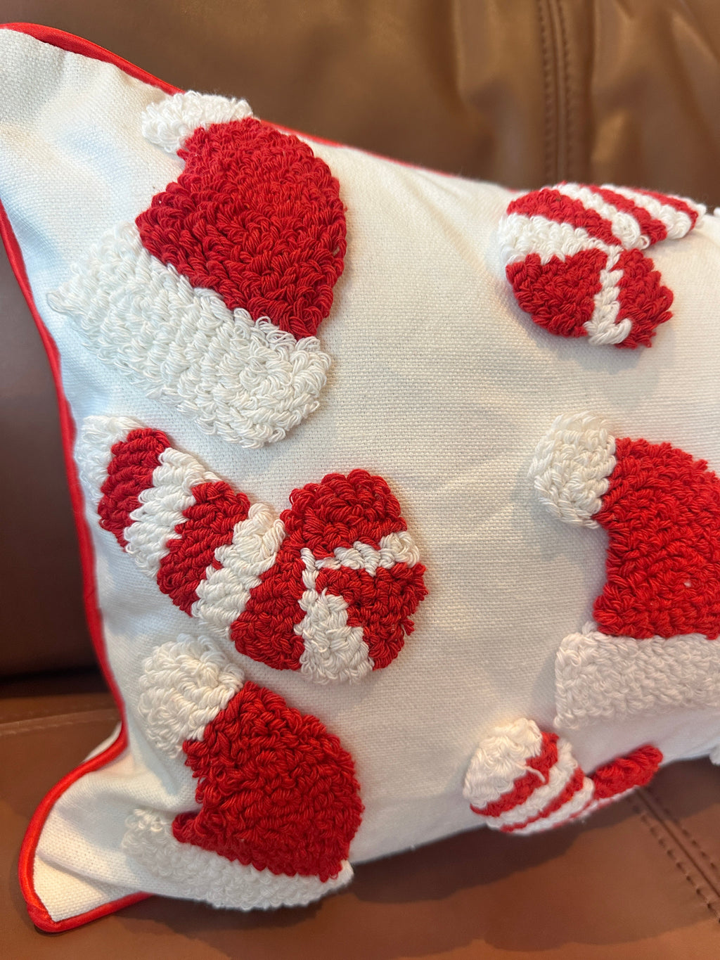 Candy Cane & Santa Hat Lumbar Pillow Cover Busa Designs