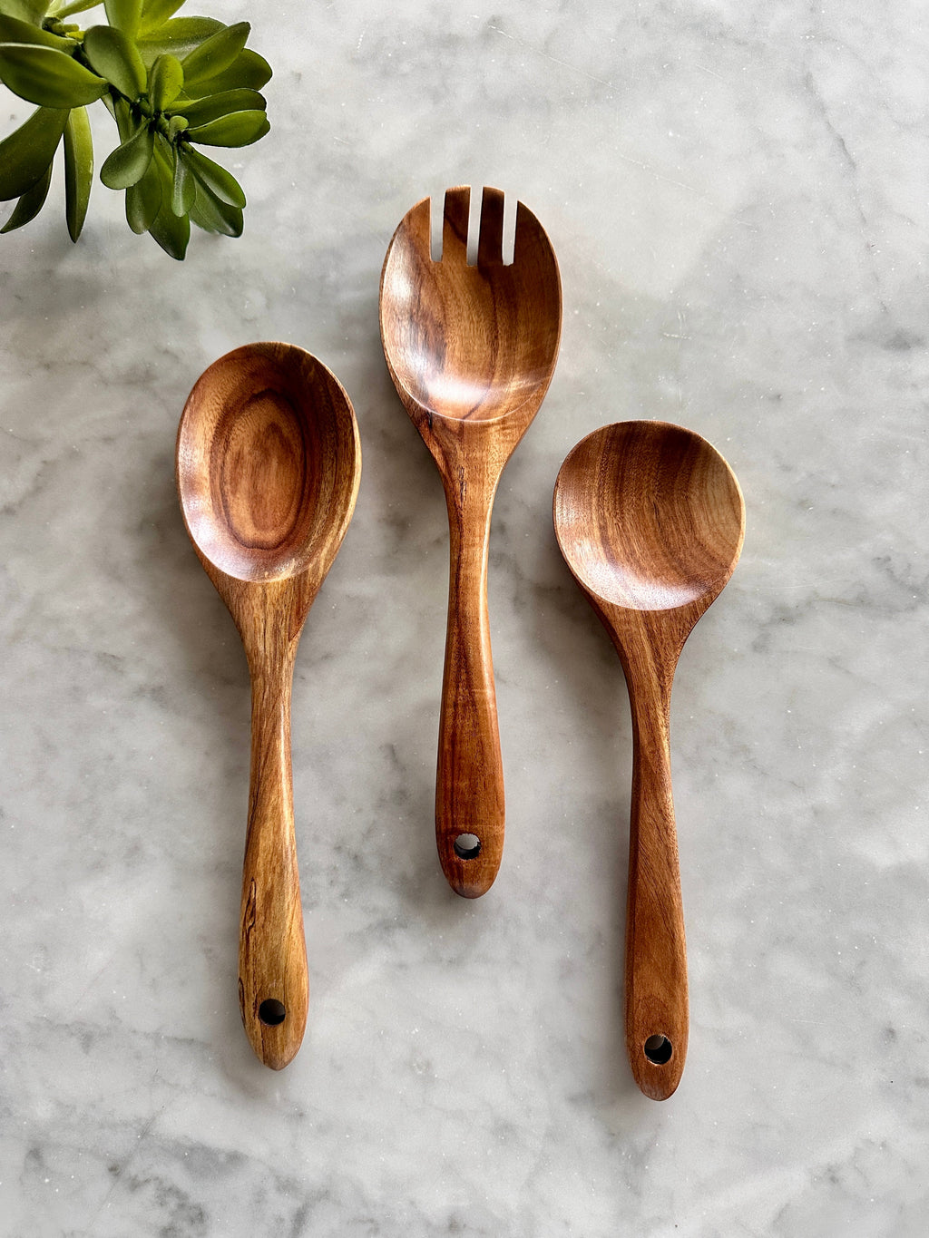 Tulum Teak Wooden Salad Serving Set - 3 Piece Busa Designs