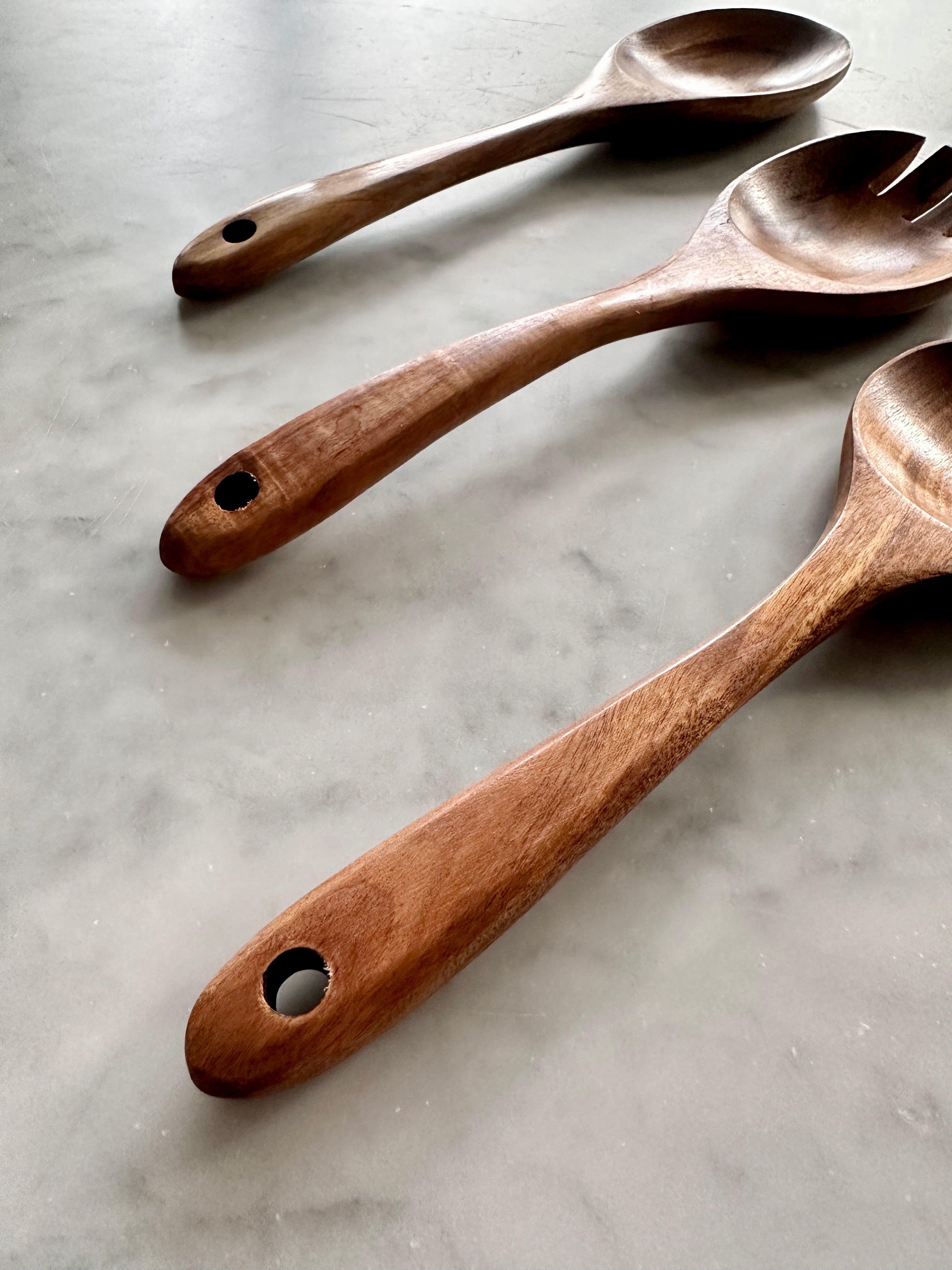 Tulum Teak Wooden Salad Serving Set - 3 Piece Busa Designs
