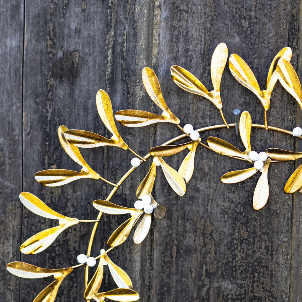 Metal Gold Mistletoe Wreath Branches Designs