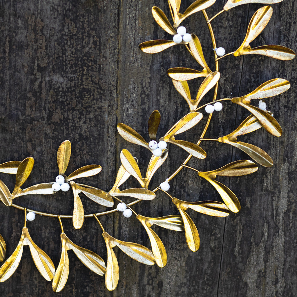 Metal Gold Mistletoe Wreath Branches Designs