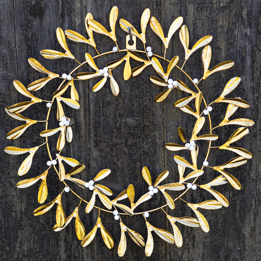 Metal Gold Mistletoe Wreath Branches Designs