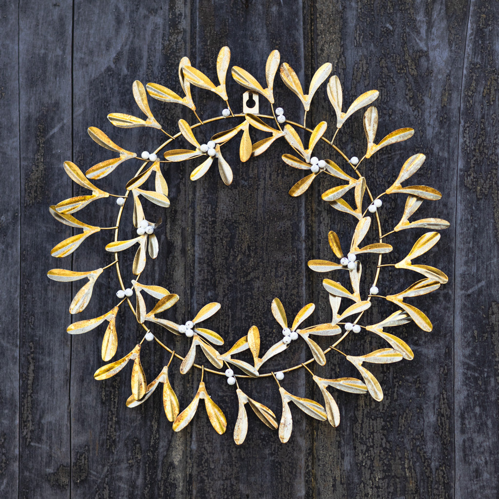 Metal Gold Mistletoe Wreath Branches Designs