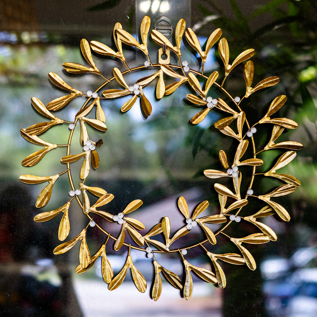 Metal Gold Mistletoe Wreath Branches Designs