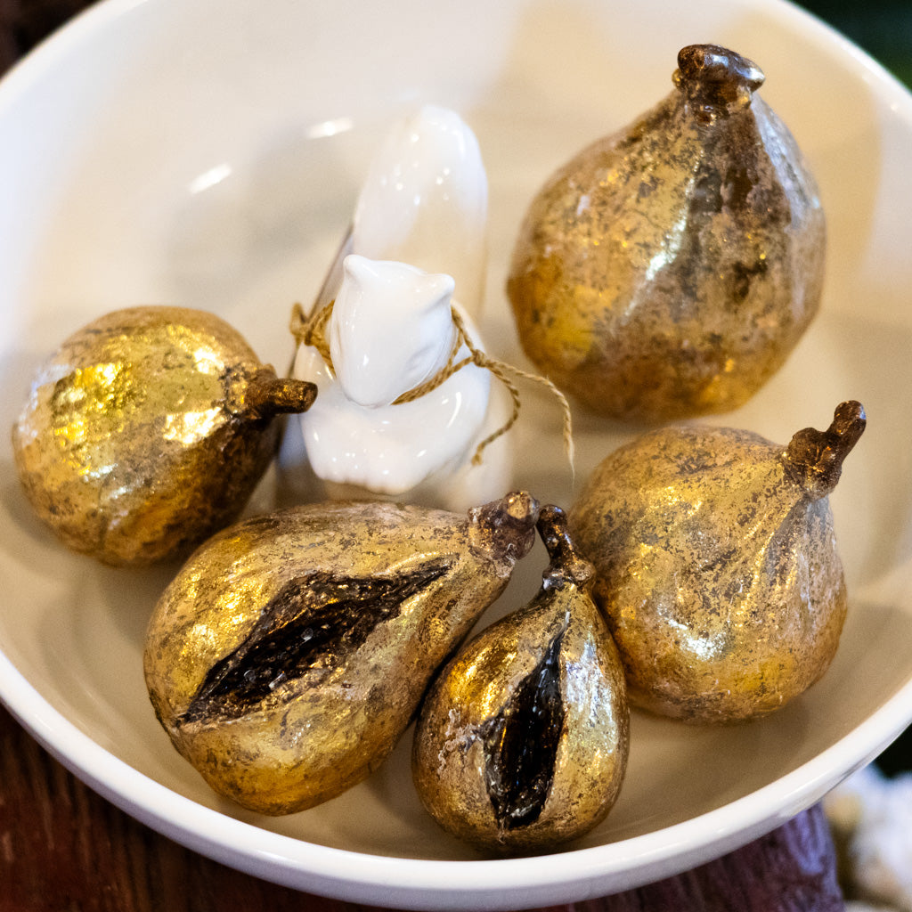 Set of Five Antiqued Resin Gold Finish Figs Branches Designs
