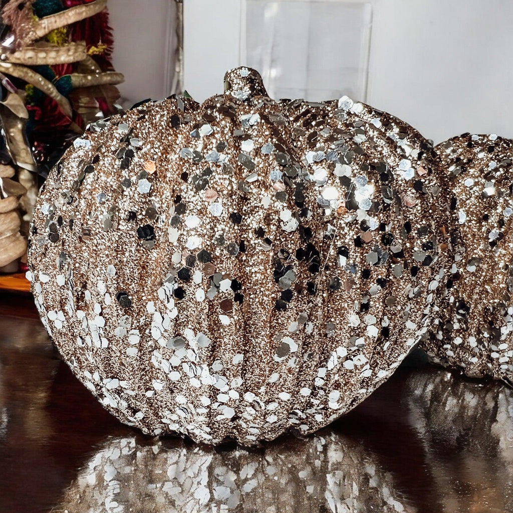 Glitter Sequin Pumpkin 4" Gia Roma